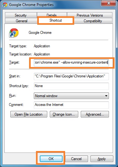 Shortcut Target Settings